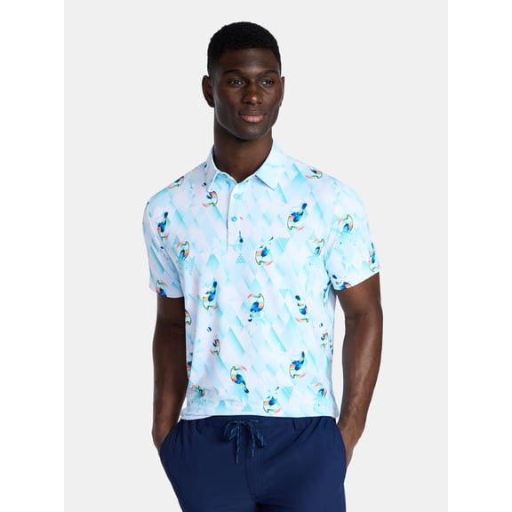 Birdie Bound Men's Toucan Prism Print Polo Top, Sizes S-3XL