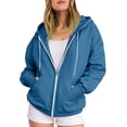 thumbnail image 5 of Godom Women's Drawstring Zip Up Cute Hoodies Fall Jacket Oversized Casual Solid Color Sweatshirts with Pocket, 5 of 5
