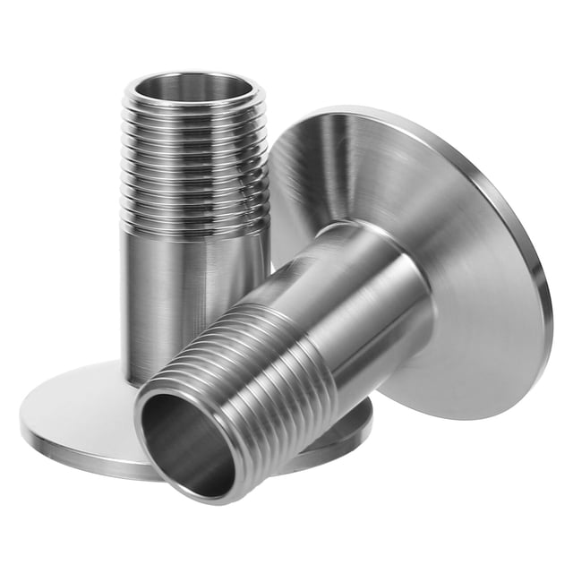 Adaptador de púas de manguera de triple abrazadera (2 unidades) con casquillo de acero inoxidable para tuberías sanitarias