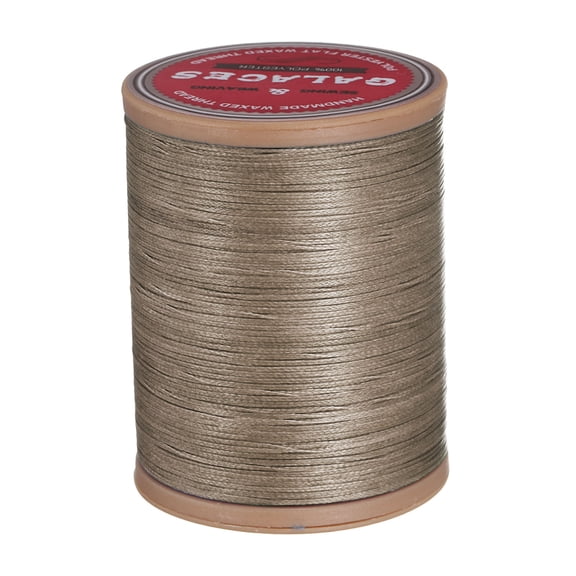 Uxcell Flat Leather Sewing Waxed Thread, 190m / 208 Yards Polyester Wax String, 100D Wax Stitching Cord for Leather Crafts, Gray brown