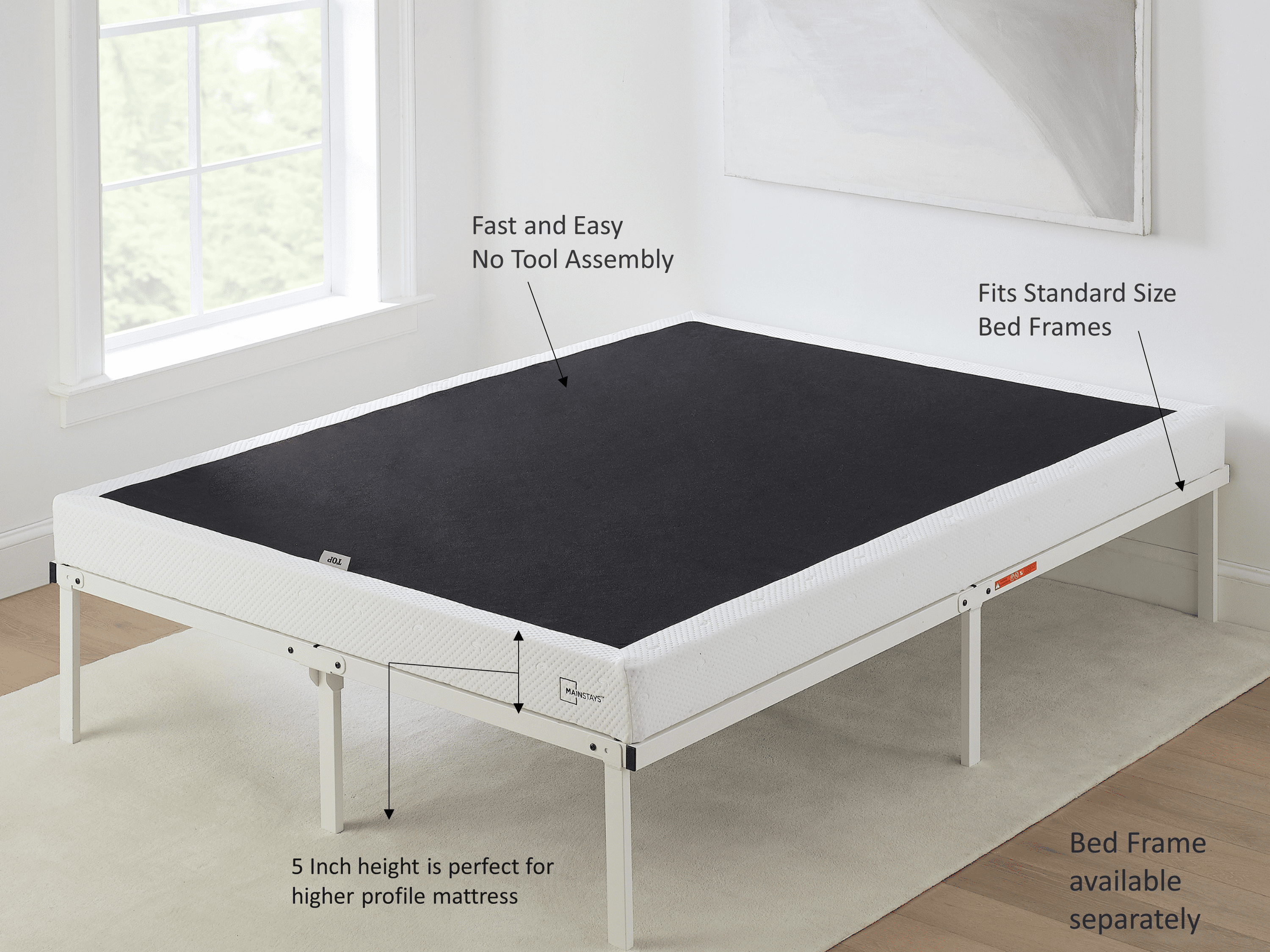 Mainstays 5" Queen Easy Assembly Smart Metal Box Spring, Mattress Foundation