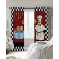 thumbnail image 4 of Chef Kitchen Curtains Cartoon Red Food Cooking Black White Buffalo Check Cafe Short Curtains for Bathroom Blackout Window Curtain Small Window Treatment Drapes for Bedroom Living Room 42"x45"x2, 4 of 9