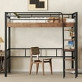 thumbnail image 4 of Full Size Loft Bed with Desk,Metal Loft Bed with Storage Shelves,Heavy-Duty Steel Frame Loft Bed with Safety Rail for Teens Juniors Adults,Space-Saving,Noise Free,No Box Spring Needed,Black, 4 of 9