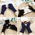 thumbnail image 4 of 6 Pairs Unisex Half Finger Gloves Warm Stretchy Knit Fingerless Gloves Lengthen Wrist Soft Gloves for Women Men, 4 of 7