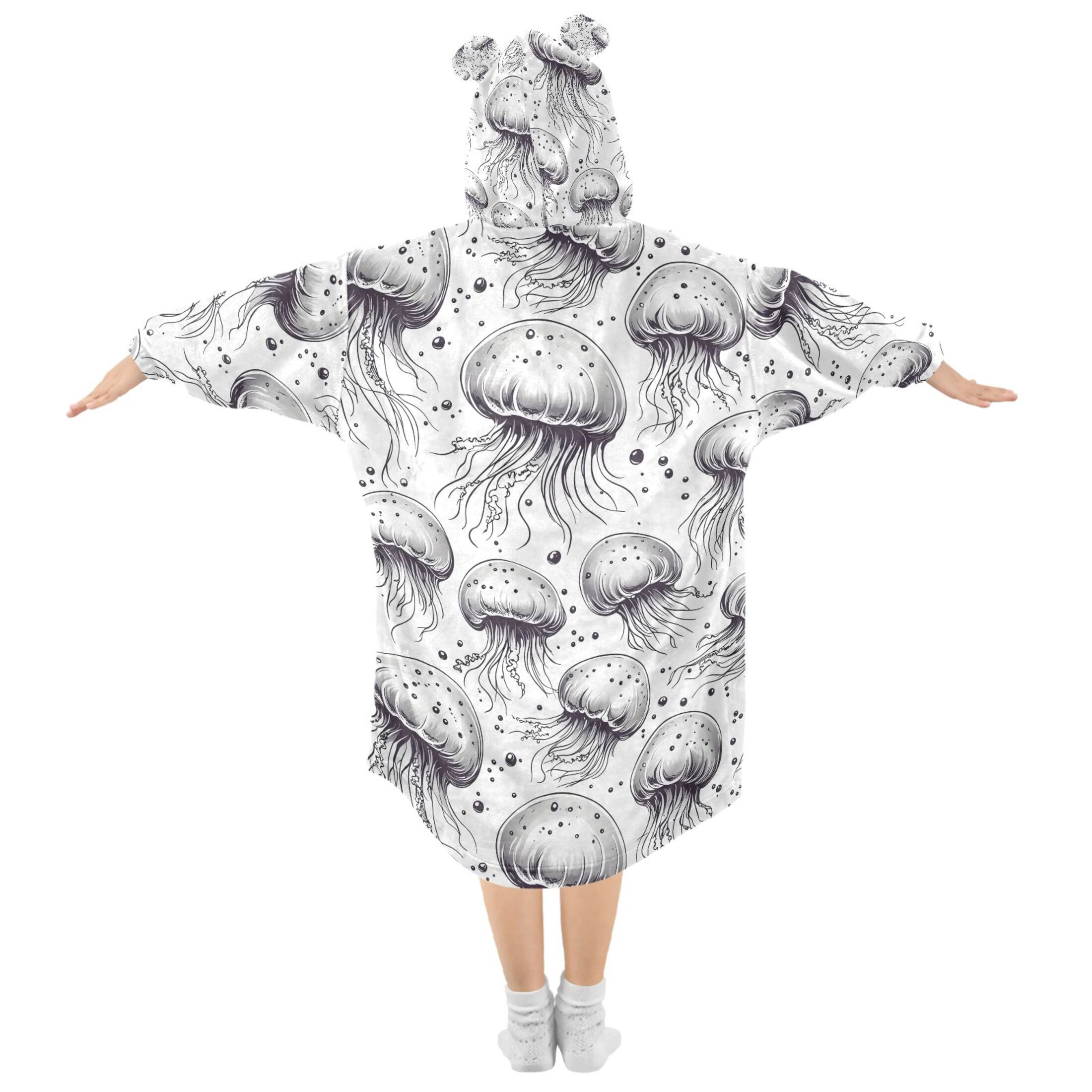 joogoo Wearable Blanket Hoodie for Jellyfish Flannel Sherpa Pocket 3-14 YR S