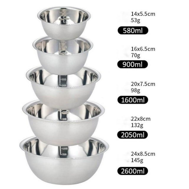 Ensemble de 5 Bols à Mélanger en Acier Inoxydable, Portables, Empilables, pour la Cuisine à la Maison et le Camping en Plein Air