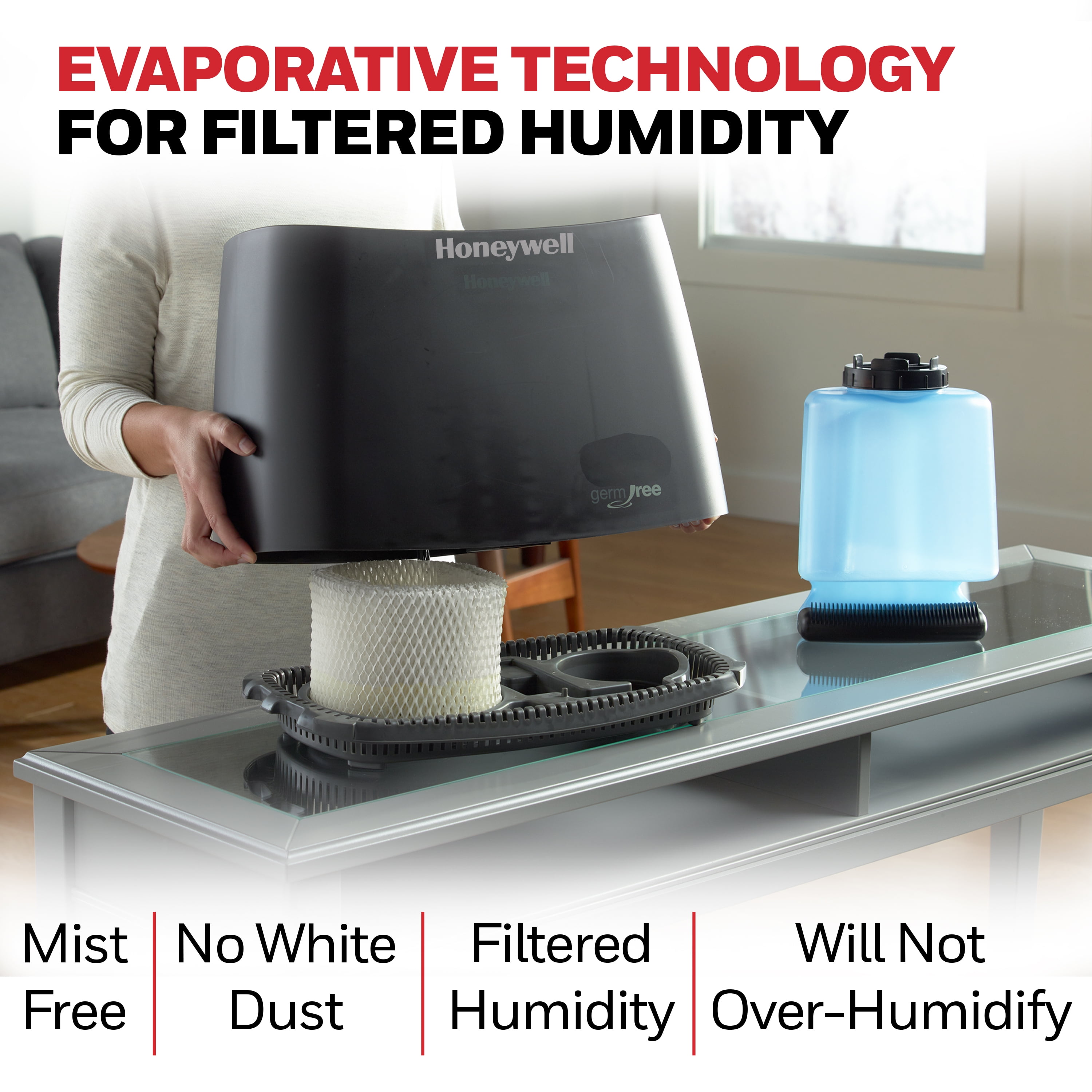 Honeywell Cool Moisture 1.1 gal Humidifier, Black, HCM350B