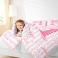 thumbnail image 3 of Erosebridal Pink Letter H Monogrammed Full Size Comforter Sets,Dreamy Princess Bowknot Bedding Sets For Girls Kids,Pink Reversible,3-Piece, 3 of 7