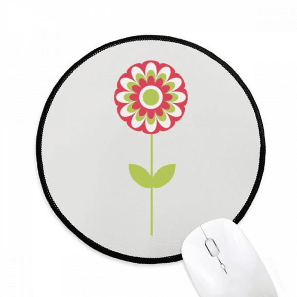 Red Little Flower Cartoon Mousepad Round Black Stitched Edge Mat Non Slip Game
