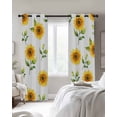 thumbnail image 4 of Sunflower Blackout Curtains for Bedroom Living Room Darkening Curtains 90 Inch Yellow Spring Watercolor Floral White Black Out Window Curtain Privacy Window Treatment Grommet Drapes 52"x90"x2, 4 of 9
