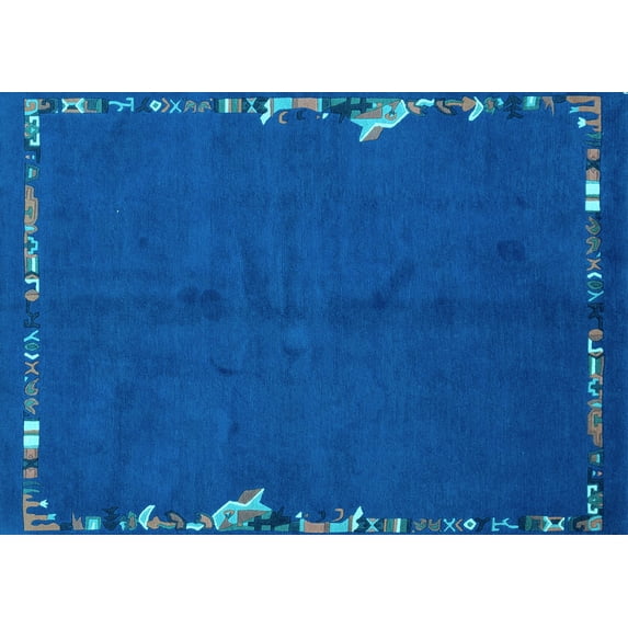 Ahgly Company Indoor Rectangle Abstract Light Blue Modern Area Rugs, 6' x 9'