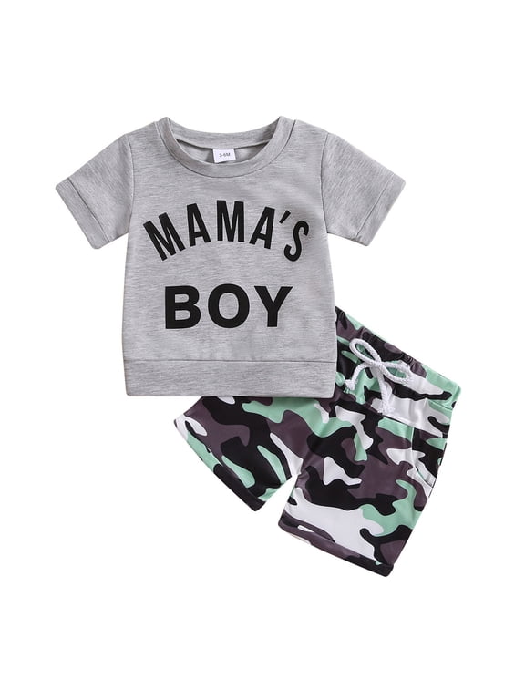 JCCXIN Baby Boy Outfits Summer Short Sleeve T-Shirt And Shorts Set 2 Pc Letter Print Crew Neck Outdoor Playwear Casual Daiy Wear Funny Party Outfit Sets,Grey,6-12 Months