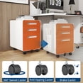 thumbnail image 4 of Classeur Métallique à 3 Tiroirs avec Serrure et Roulettes, Classeur Mobile Entièrement Assemblé pour Bureau à Domicile, Roulettes Anti-Inclinaison pour Rangement A4 Lettre Légal, Grain de Bois Bleu Orange Blanc Noir, 4 of 7