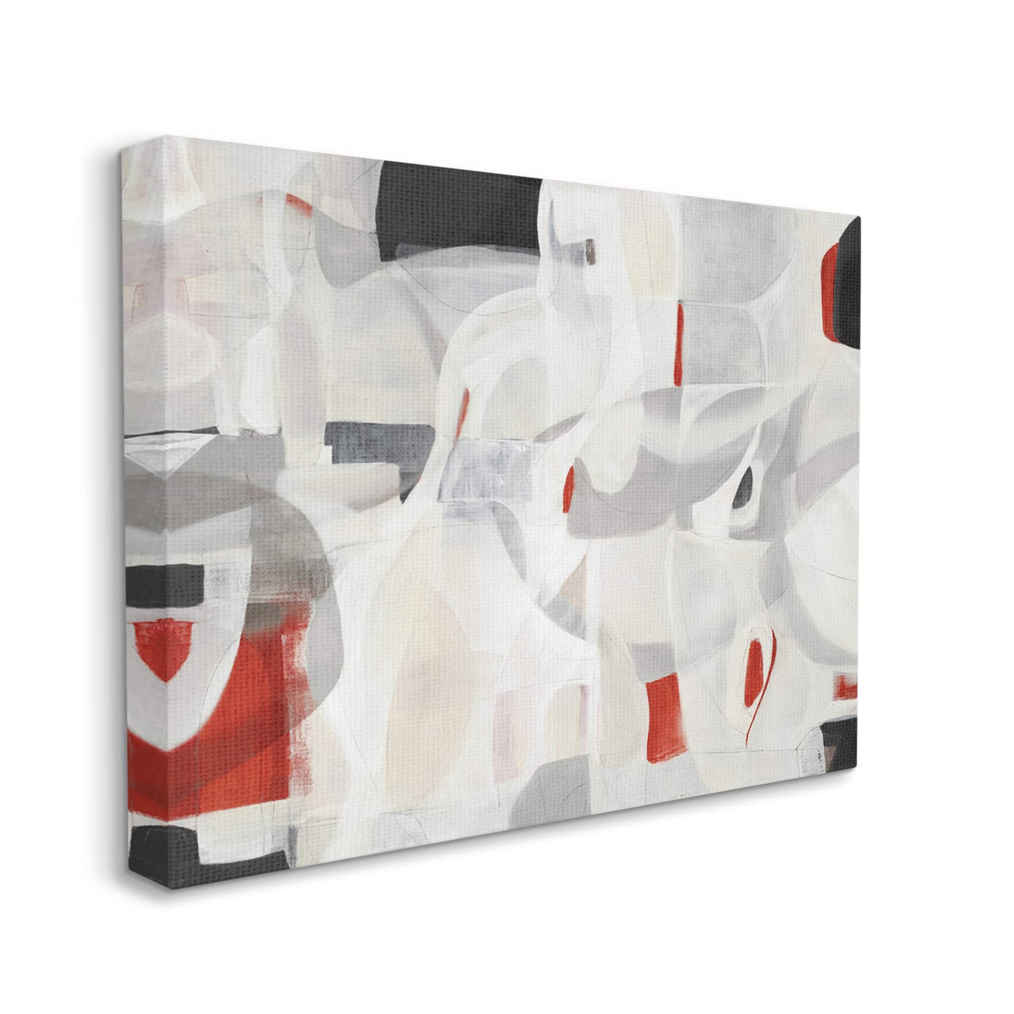 Stupell Industries Contemporary Abstract White Curves Red Highlights,24 x 30,Designed by Kippi Leonard