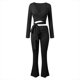 thumbnail image 4 of Traje pantalón elegante para mujer: cuello en V, pantalones informales, poliéster, versátil, primavera/verano, lavado a mano/a máquina, tallas S-XL con ajuste en el busto y la cintura, 4 of 6
