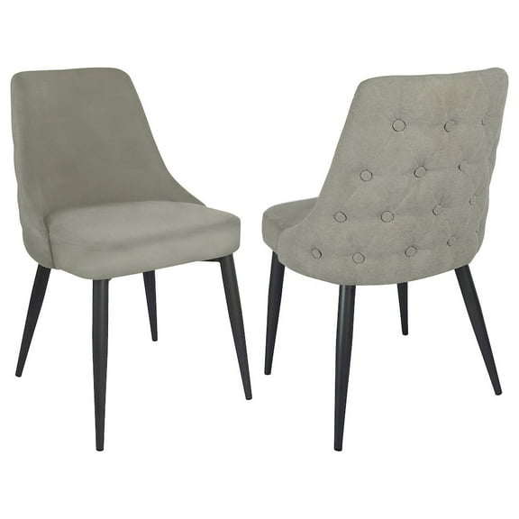 Plethoria Home Light Grey Upholstered Tufted Dining Chairs (Set of 2)