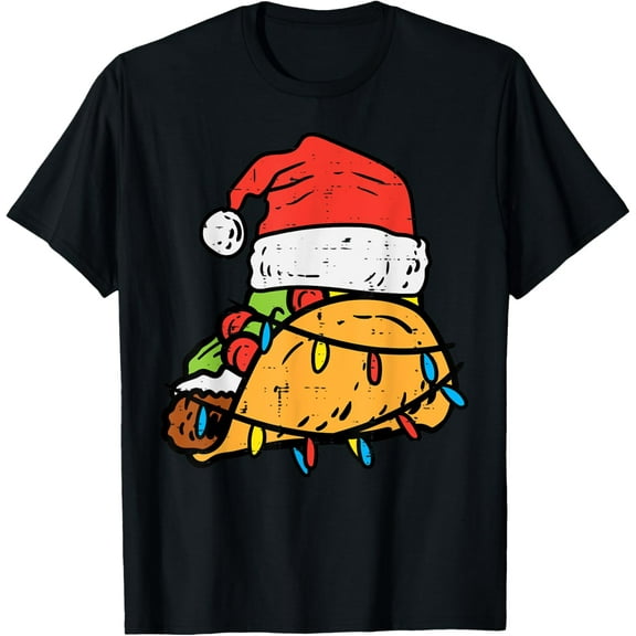 Christmas Tacos Santa Funny Mexican Food Xmas Men Women Kids T-Shirt