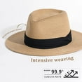 thumbnail image 2 of Panama Straw Hat for Women & Men, Foldable Summer Beach Sun Protection Hats, Adjustable Summer Hat Wide Brim Packable Cap, 2 of 7