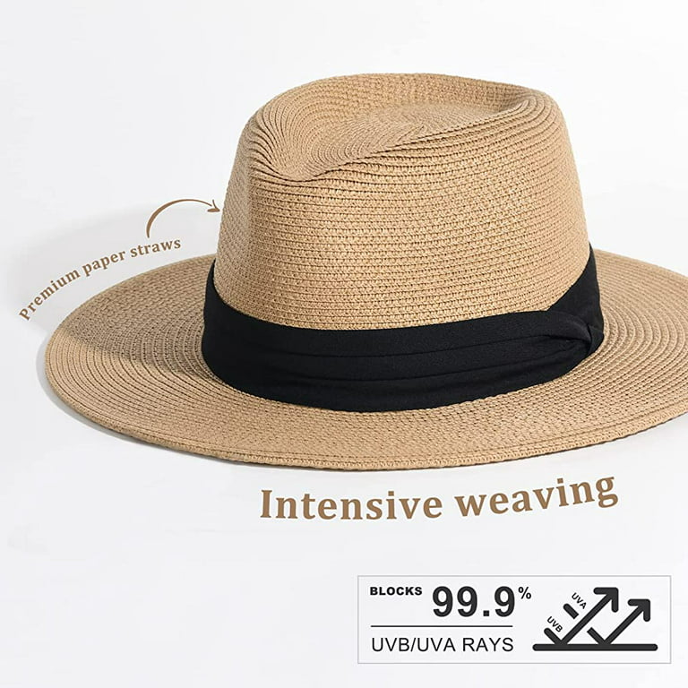 Sun Hats for Men Wide Brim Panama Hat Beach Hat Straw Hats for Men Sun  Protection Foldable Men Fedora Hats