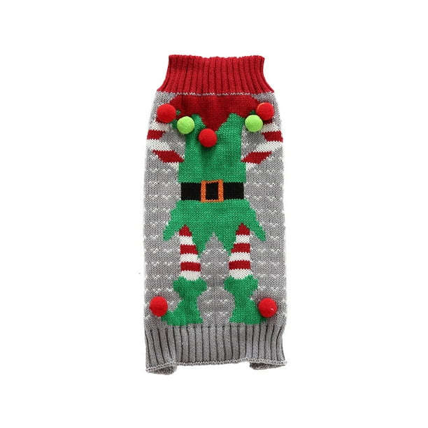 PTOOTP Ropa navideña para mascotas, disfraz de invierno para perros, suéter gris de payaso para perros pequeños y grandes, ropa para cachorros, suéteres para mascotas, ropa para perros - Talla XS