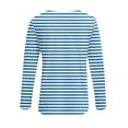 thumbnail image 3 of Olyvenn Women Plus Size Striped Tops 3/4 Sleeve Dressy Casual Fall Outfits Half Zip V Neck Work Blouses Trendy Casual Tops Sky Blue XL, 3 of 5
