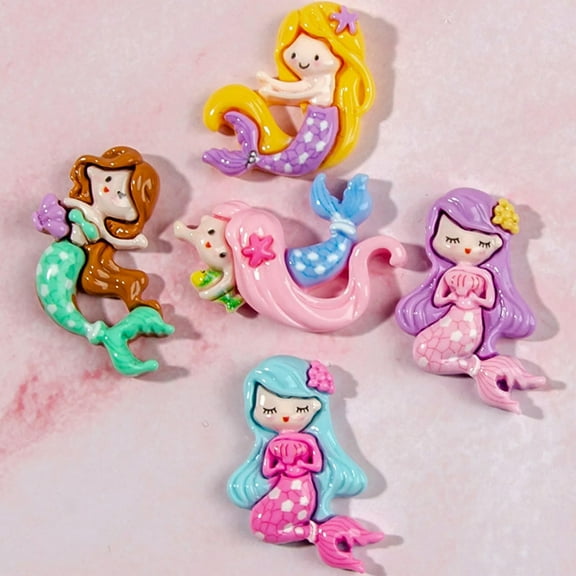 EOEMY 20 Pcs Assorted Flatback Resin Cartoon Mermaids Cabochons Flatback Charms