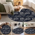 thumbnail image 5 of Round Area Rug 6 Ft, Vintage Flowers Washable Non-Slip Circle Carpet for Living Room/Bedroom, Dark Blue Dandelion Plants Pastoral Botanical Low-Profile Indoor Mats Collection Rugs for Residential, 5 of 8