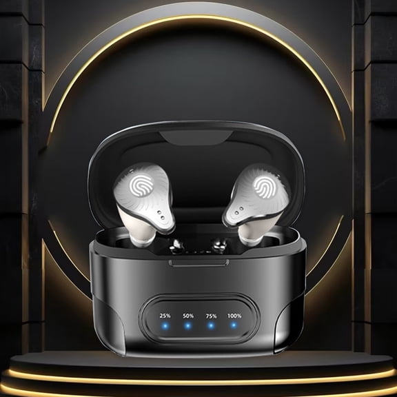Bluetooth Earphone, Hwkond Wireless Earplugs Bluetooth 5.3 In-ear Bluetooth Headset IPX3 Waterproofing Grade Intelligent Noise Reduction LED Power Display Charging Case, Black, Up to 60% Off