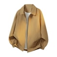 thumbnail image 5 of Jacket for Men Solid Color Long Sleeve Zip Up Regular Fit Casual Turn Collar Lightweight Breathable Daily Outdoor Travel Business Outerwear Coat Tops Gold,XXXXL, 5 of 8
