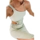 thumbnail image 3 of VISgogo Vestido a media pierna con tirantes y un solo hombro para mujer, vestido ajustado con dobladillo recortado y elástico alto de color sólido para fiesta VISgogo  moda, 3 of 9