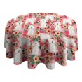 thumbnail image 4 of Bichon Frise Dog and Pioneer Flower Round Tablecloth 60"x60",Wrinkle Wipeable Table Cloth for Kitchen Dining Room Picnic Patio Party, 4 of 6