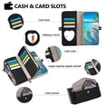 thumbnail image 4 of Wallet Case for Google Pixel 10a 6.3-inch, Litchi Leather Flip Zipper Purse Cover with Card Holder, Heart Makeup Mirror, Crossbody Lanyard, Kickstand Shockproof Protective Phone Case ﻿,Black, 4 of 11