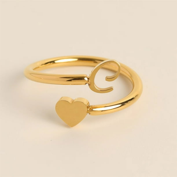 Xihbxyly Anillos de Inicial de Oro, Anillo Apilable con Letra Abierta, Joyería Ajustable con Alfabeto, Regalos Personalizados Únicos, Accesorio de Moda para Mujer, Perfecto para Mamá o Novia.