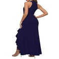 thumbnail image 3 of Robe Longue Élégante pour Femmes Noire Col Rond Fendue sur le Côté Robe de Cocktail Invité de Mariage, 3 of 5