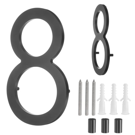 Uxcell 8" Solid Aluminum Floating House Numbers for Outside Address(Number 8, Black)