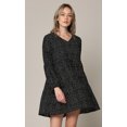 thumbnail image 4 of Made by Johnny Women's Casual Long Sleeve V-Neck Loose Flowy Swing Shift Dress XL BLACK_POLKA, 4 of 4