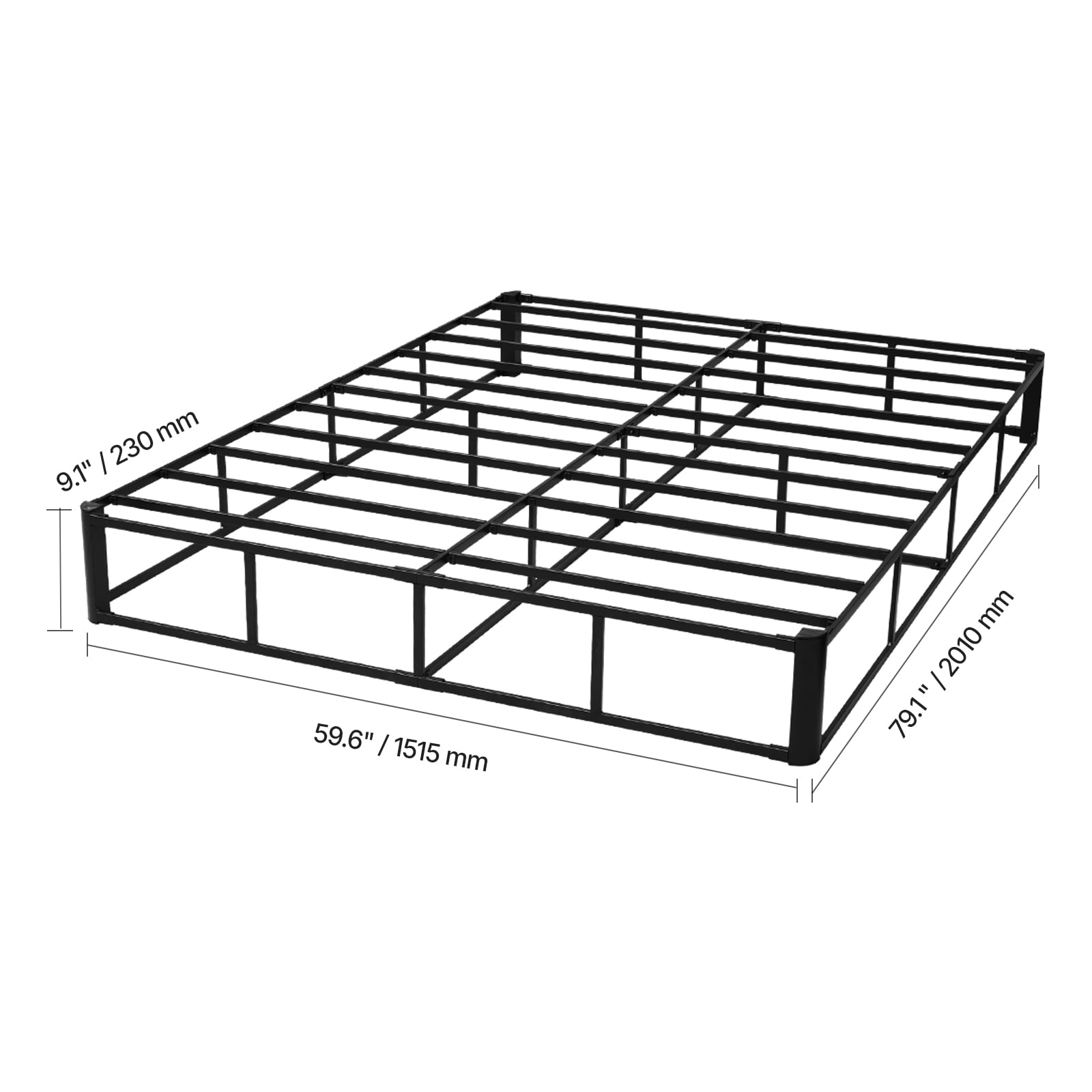 VEVOR Box Spring, Queen Size Bed Frame with Washable Fabric Cloth, Heavy Duty Metal Frame for Queen Bed, 9 in Mattress Foundation, 3500 lbs Max Weight Capacity, Easy Assembly