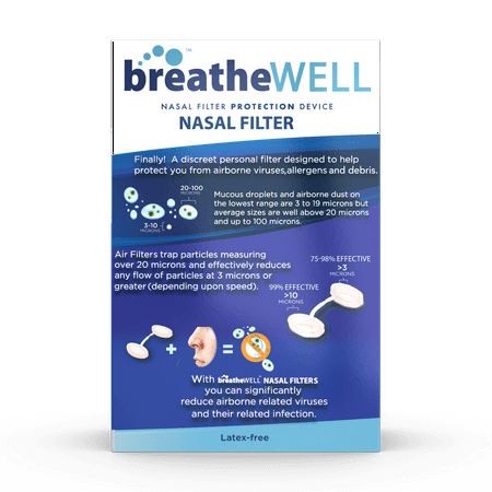 breatheWELL™ Nasal Filter Protection Device 6 Count, Large, Filters air borne substances