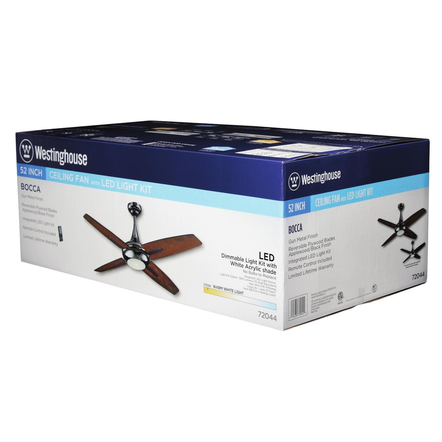 Westinghouse 7204400 52 Bocca Plywood 4 Blade Indoor Led