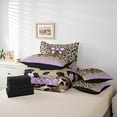 thumbnail image 6 of Manfei Chic Bow Bowtie 7-Piece Bedding Comforter Set,Wild Cheetah Print King Bedding Sets,Purple Gold Brown Bed Sheets For Girls Teens,Ultra Soft Home Decor Reversible, 6 of 8