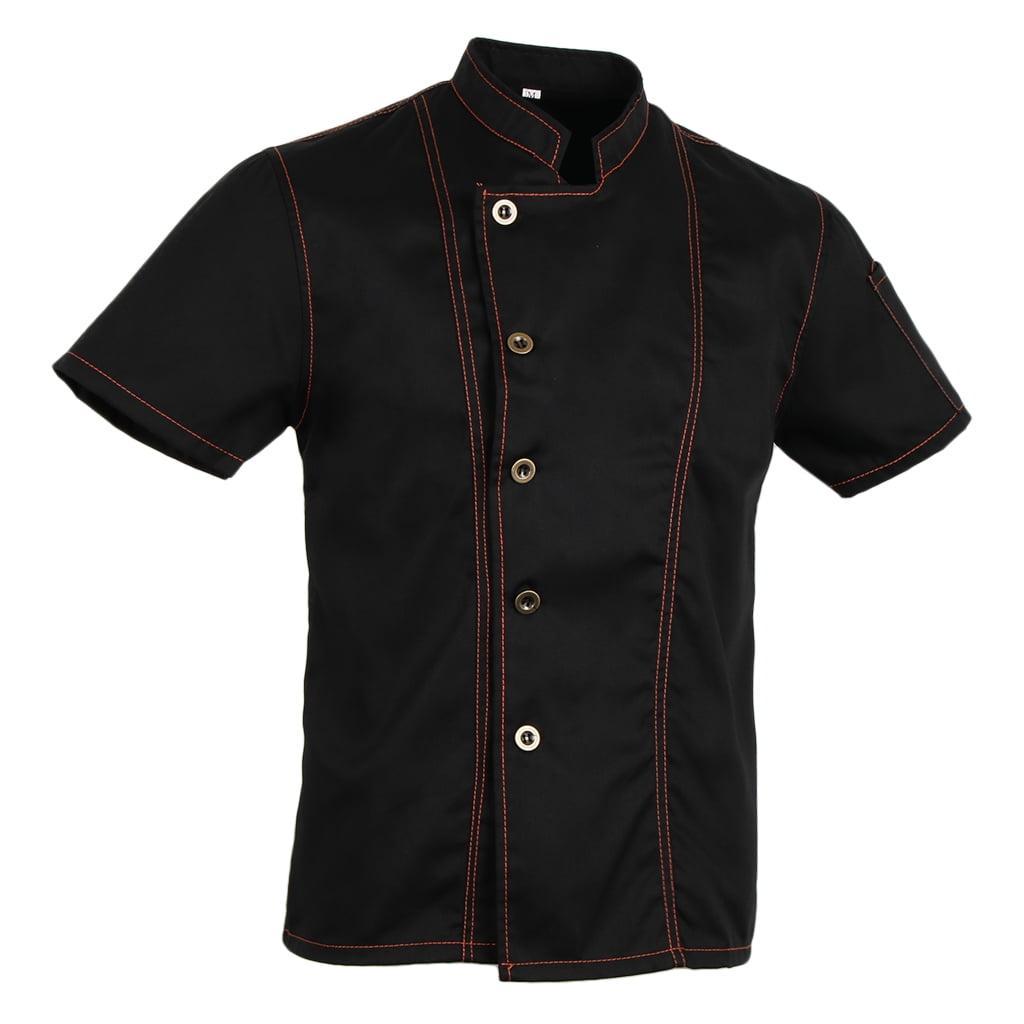 Unisex Denim Chef Jacket Coat Short Sleeves Shirt Kitchen Uniform 