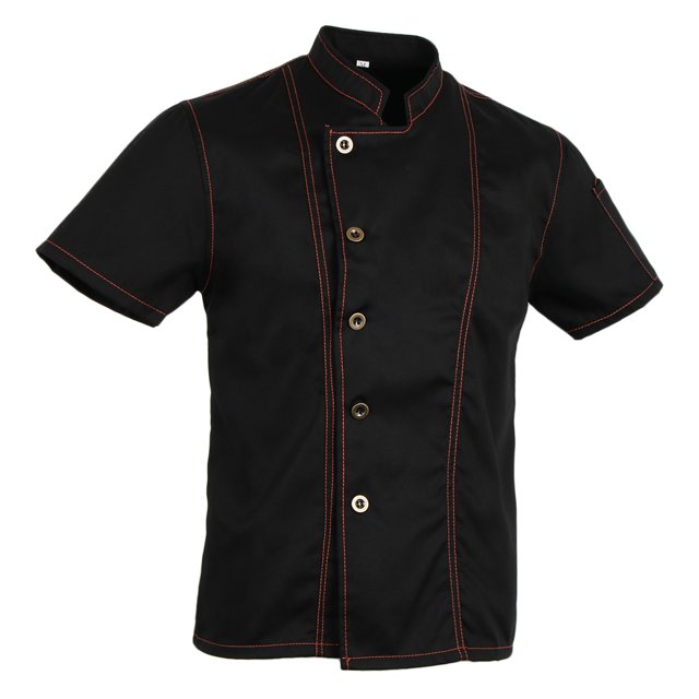 Chaqueta Vaquera Unisex De Chef, Abrigo, Camisa De Manga Corta, Uniforme De Cocina, Color Negro, 3XL Sunnimix chaqueta de chef de manga corta