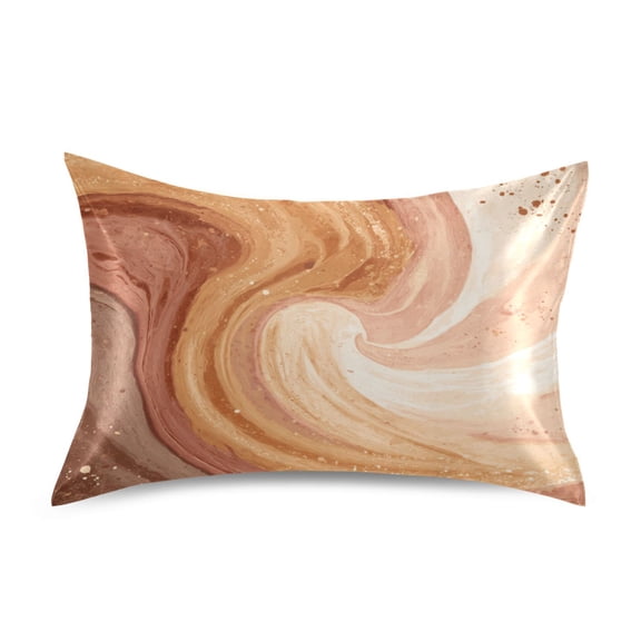 Satin Pillowcase Soft and Smooth Pillow Case for Hair and Skin Brown and Peach Swirling
