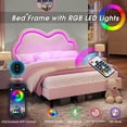 thumbnail image 4 of Merluxy Twin Bed Frame with LED Light,Adjustable Cloud Headboard,No Box Spring Needed,Pink, 4 of 9