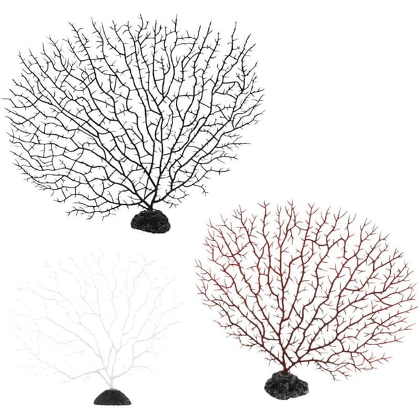 2 uds simulación de acuario plantas subacuáticas decorativas reutilizables práctico árbol de pavo real Artificial para decoración de peceras negro S