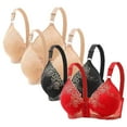 thumbnail image 1 of DecSea 4PC Women's Large Lace Breathable Front Opening Bra Wrapped Up Cup Side Fold Breast Lift Bra, 1 of 2