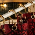 thumbnail image 5 of FEOLGEHLY Shower Curtain Hooks, 12 Pcs Shower Curtain Rings, Stainless Steel Black Shower Curtain Hooks, Curtain Rings Rust Proof, Smooth Sliding Anti-Drop Double Shower Rings for Curtain (Gold), 5 of 6