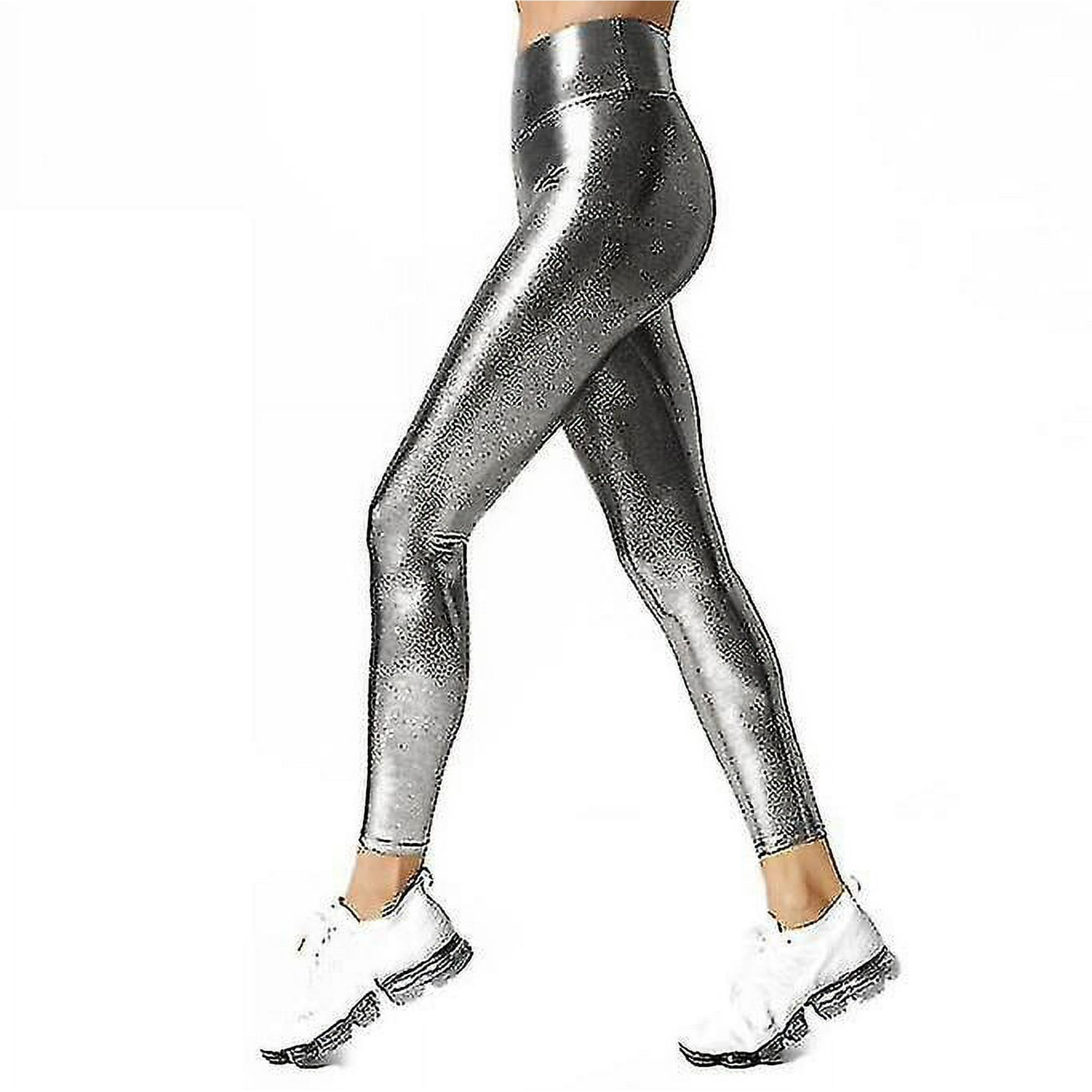 Women s Metallic Leggings Shiny Trousers High Waist Leggings Walmart
