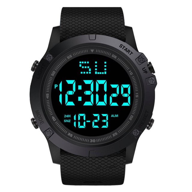 CUITING Montres-Bracelets pour Hommes Montre Étanche Montre Numérique Hommes Affichage Led Fonction Résistante aux Rayures Montre Tactique Verte