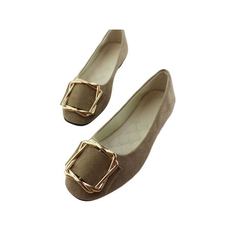 

Woobling Women s Flat Shoes Non-slip Flats Slip On Loafers Anti-Slip Dress Shoe Formal Walking Khaki 8.5